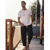 image:imageCOOFANDY Mens Cotton Linen Harem Pants Drawstring Casual Cropped Trousers Lightweight Loose Beach Yoga Pants with PocketsBlack
