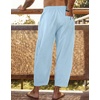 image:imageCOOFANDY Mens Cotton Linen Harem Pants Drawstring Casual Cropped Trousers Lightweight Loose Beach Yoga Pants with PocketsBlue
