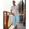 image:imageCOOFANDY Mens Cotton Linen Harem Pants Drawstring Casual Cropped Trousers Lightweight Loose Beach Yoga Pants with PocketsBlue