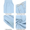 image:imageCOOFANDY Mens Cotton Linen Harem Pants Drawstring Casual Cropped Trousers Lightweight Loose Beach Yoga Pants with PocketsBlue