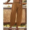 image:imageCOOFANDY Mens Cotton Linen Harem Pants Drawstring Casual Cropped Trousers Lightweight Loose Beach Yoga Pants with PocketsBrown