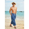 image:imageCOOFANDY Mens Cotton Linen Harem Pants Drawstring Casual Cropped Trousers Lightweight Loose Beach Yoga Pants with PocketsDark Blue