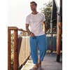 image:imageCOOFANDY Mens Cotton Linen Harem Pants Drawstring Casual Cropped Trousers Lightweight Loose Beach Yoga Pants with PocketsDark Blue