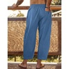 image:imageCOOFANDY Mens Cotton Linen Harem Pants Drawstring Casual Cropped Trousers Lightweight Loose Beach Yoga Pants with PocketsDark Blue