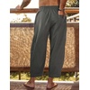 image:imageCOOFANDY Mens Cotton Linen Harem Pants Drawstring Casual Cropped Trousers Lightweight Loose Beach Yoga Pants with PocketsDark Grey