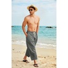 image:imageCOOFANDY Mens Cotton Linen Harem Pants Drawstring Casual Cropped Trousers Lightweight Loose Beach Yoga Pants with PocketsDark Grey