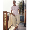 image:imageCOOFANDY Mens Cotton Linen Harem Pants Drawstring Casual Cropped Trousers Lightweight Loose Beach Yoga Pants with PocketsKhaki