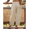 image:imageCOOFANDY Mens Cotton Linen Harem Pants Drawstring Casual Cropped Trousers Lightweight Loose Beach Yoga Pants with PocketsKhaki
