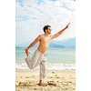 image:imageCOOFANDY Mens Cotton Linen Harem Pants Drawstring Casual Cropped Trousers Lightweight Loose Beach Yoga Pants with PocketsKhaki