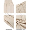 image:imageCOOFANDY Mens Cotton Linen Harem Pants Drawstring Casual Cropped Trousers Lightweight Loose Beach Yoga Pants with PocketsKhaki