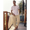 image:imageCOOFANDY Mens Cotton Linen Harem Pants Drawstring Casual Cropped Trousers Lightweight Loose Beach Yoga Pants with PocketsLight Brown