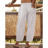 image:imageCOOFANDY Mens Cotton Linen Harem Pants Drawstring Casual Cropped Trousers Lightweight Loose Beach Yoga Pants with PocketsLight Grey