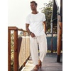 image:imageCOOFANDY Mens Cotton Linen Harem Pants Drawstring Casual Cropped Trousers Lightweight Loose Beach Yoga Pants with PocketsLinen Khaki