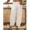 image:imageCOOFANDY Mens Cotton Linen Harem Pants Drawstring Casual Cropped Trousers Lightweight Loose Beach Yoga Pants with PocketsLinen Khaki