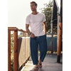 image:imageCOOFANDY Mens Cotton Linen Harem Pants Drawstring Casual Cropped Trousers Lightweight Loose Beach Yoga Pants with PocketsNavy Blue