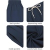 image:imageCOOFANDY Mens Cotton Linen Harem Pants Drawstring Casual Cropped Trousers Lightweight Loose Beach Yoga Pants with PocketsNavy Blue