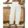 image:imageCOOFANDY Mens Cotton Linen Harem Pants Drawstring Casual Cropped Trousers Lightweight Loose Beach Yoga Pants with PocketsWhite