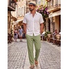 image:imageCOOFANDY Mens Cotton Linen Pants Casual Drawstring Summer Beach Pants Lightweight Linen Dress TrousersArtichoke Green