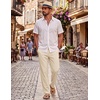 image:imageCOOFANDY Mens Cotton Linen Pants Casual Drawstring Summer Beach Pants Lightweight Linen Dress TrousersBeige