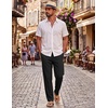 image:imageCOOFANDY Mens Cotton Linen Pants Casual Drawstring Summer Beach Pants Lightweight Linen Dress TrousersBlack