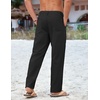image:imageCOOFANDY Mens Cotton Linen Pants Casual Drawstring Summer Beach Pants Lightweight Linen Dress TrousersBlack
