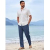 image:imageCOOFANDY Mens Cotton Linen Pants Casual Drawstring Summer Beach Pants Lightweight Linen Dress TrousersDark Blue