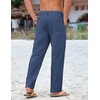 image:imageCOOFANDY Mens Cotton Linen Pants Casual Drawstring Summer Beach Pants Lightweight Linen Dress TrousersDark Blue