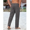 image:imageCOOFANDY Mens Cotton Linen Pants Casual Drawstring Summer Beach Pants Lightweight Linen Dress TrousersDark Grey