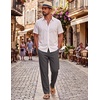 image:imageCOOFANDY Mens Cotton Linen Pants Casual Drawstring Summer Beach Pants Lightweight Linen Dress TrousersDark Grey