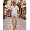 image:imageCOOFANDY Mens Cotton Linen Pants Casual Drawstring Summer Beach Pants Lightweight Linen Dress TrousersDark Khaki