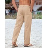 image:imageCOOFANDY Mens Cotton Linen Pants Casual Drawstring Summer Beach Pants Lightweight Linen Dress TrousersDark Khaki