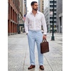image:imageCOOFANDY Mens Cotton Linen Pants Casual Drawstring Summer Beach Pants Lightweight Linen Dress TrousersLight Blue