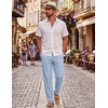 image:imageCOOFANDY Mens Cotton Linen Pants Casual Drawstring Summer Beach Pants Lightweight Linen Dress TrousersLight Blue