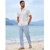 image:imageCOOFANDY Mens Cotton Linen Pants Casual Drawstring Summer Beach Pants Lightweight Linen Dress TrousersLight Blue