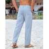image:imageCOOFANDY Mens Cotton Linen Pants Casual Drawstring Summer Beach Pants Lightweight Linen Dress TrousersLight Blue