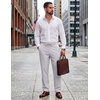 image:imageCOOFANDY Mens Cotton Linen Pants Casual Drawstring Summer Beach Pants Lightweight Linen Dress TrousersLight Grey