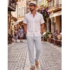 image:imageCOOFANDY Mens Cotton Linen Pants Casual Drawstring Summer Beach Pants Lightweight Linen Dress TrousersLight Grey
