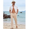 image:imageCOOFANDY Mens Cotton Linen Pants Casual Drawstring Summer Beach Pants Lightweight Linen Dress TrousersLight Khaki