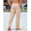 image:imageCOOFANDY Mens Cotton Linen Pants Casual Drawstring Summer Beach Pants Lightweight Linen Dress TrousersLight Khaki