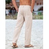 image:imageCOOFANDY Mens Cotton Linen Pants Casual Drawstring Summer Beach Pants Lightweight Linen Dress TrousersLinen Khaki