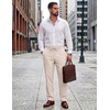 image:imageCOOFANDY Mens Cotton Linen Pants Casual Drawstring Summer Beach Pants Lightweight Linen Dress TrousersLinen Khaki