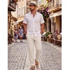 image:imageCOOFANDY Mens Cotton Linen Pants Casual Drawstring Summer Beach Pants Lightweight Linen Dress TrousersLinen Khaki
