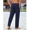 image:imageCOOFANDY Mens Cotton Linen Pants Casual Drawstring Summer Beach Pants Lightweight Linen Dress TrousersNavy Blue