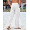 image:imageCOOFANDY Mens Cotton Linen Pants Casual Drawstring Summer Beach Pants Lightweight Linen Dress TrousersWhite