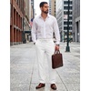 image:imageCOOFANDY Mens Cotton Linen Pants Casual Drawstring Summer Beach Pants Lightweight Linen Dress TrousersWhite