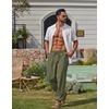 image:imageCOOFANDY Mens Cotton Linen Pants Casual Harem Pants Elastic Waist Beach Boho Yoga TrousersArmy Green