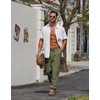 image:imageCOOFANDY Mens Cotton Linen Pants Casual Harem Pants Elastic Waist Beach Boho Yoga TrousersArmy Green