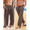 image:imageCOOFANDY Mens Cotton Linen Pants Casual Harem Pants Elastic Waist Beach Boho Yoga TrousersBrown