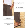 image:imageCOOFANDY Mens Cotton Linen Pants Casual Harem Pants Elastic Waist Beach Boho Yoga TrousersBrown