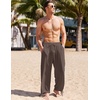 image:imageCOOFANDY Mens Cotton Linen Pants Casual Harem Pants Elastic Waist Beach Boho Yoga TrousersBrown